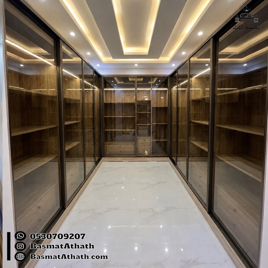 دولاب ملابس زاوية زجاج دخاني